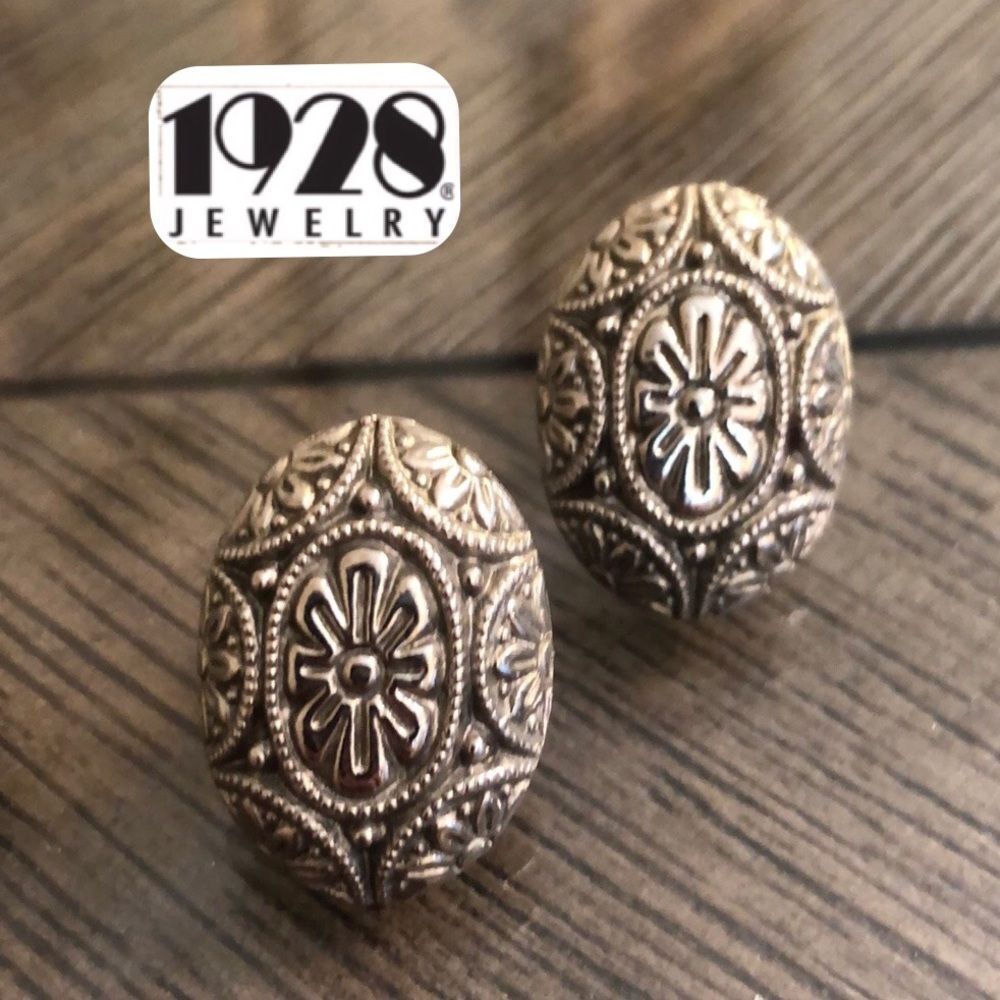 Vintage 1928 Brand Oval Shaped Floral Earrings